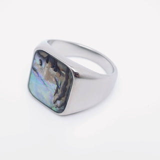 Inlaid Shell Stainless Steel Ring