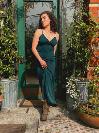 Greener Pastures Satin Maxi Dress