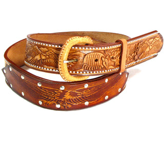 Desperado Tooled Leather Eagle Patch 1 1/2" Belt