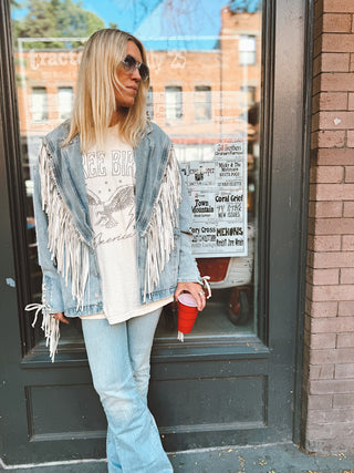 Who’s Your Daddy Denim Fringe Jacket