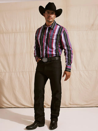 Wrangler® Vintage Inspired Brushpopper Striped Snap Up