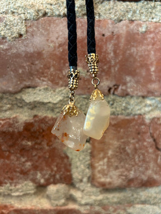 Sliced Agate Stone Bolo Tie