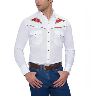 Ely Cattleman Rose Embroidery Western Snap Up Shirt