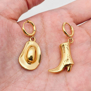 18K Gold Western Hat & Boot Earrings