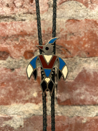 Native American Zuni Sterling Silver Thunderbird Bolo Tie