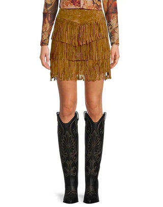 Heartbreak Suede Fringe Skirt