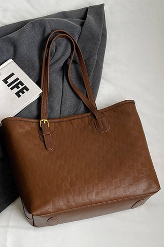 Jet Set Vegan Leather Woven Tote