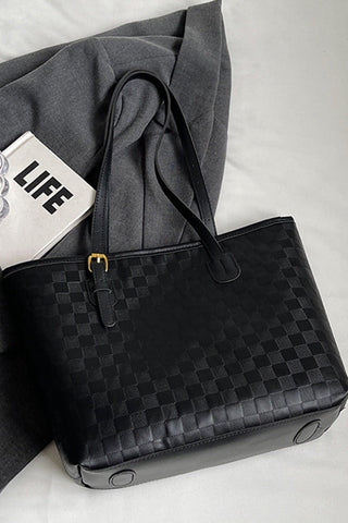 Jet Set Vegan Leather Woven Tote