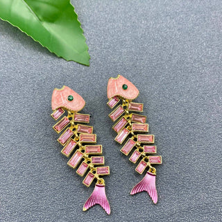 Pink Shores Fish Earrings