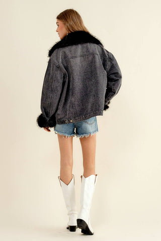 Big Sky Country Faux Fur Collar Denim Jacket