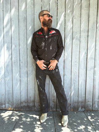 Ely Cattleman Rose Embroidery Western Snap Up Shirt