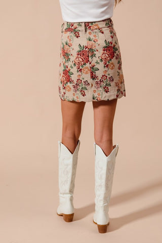 Letting Me Down Jacquard Tapestry Mini Skirt