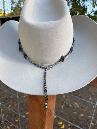 Twister Hat Band 1" Gun Metal Engraved Cross Black