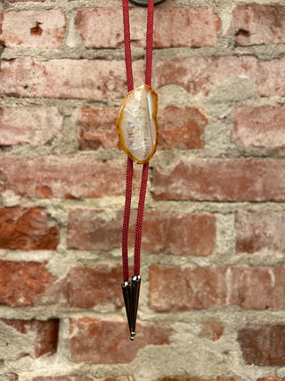 Carmel Brown Agate Slice Bolo Tie