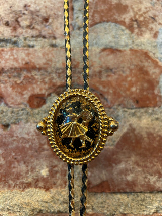 Gold Leafed Midnight Dancers Bolo Tie