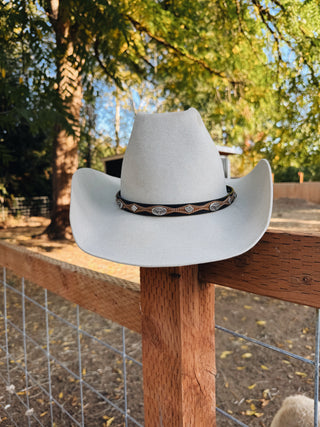 Genuine Leather Hat Band With Longhorn Conchos