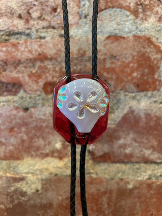 Red Daisy Ornamental Bolo Tie