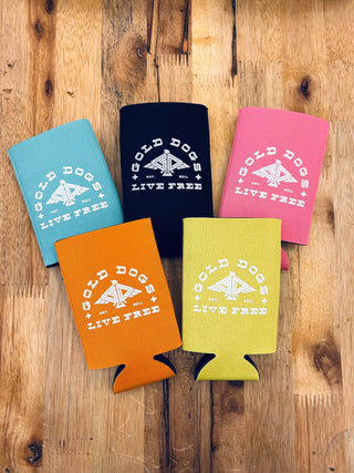 Gold Dogs Slim Can Koozie