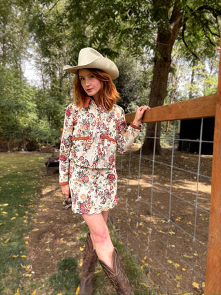 Letting Me Down Jacquard Tapestry Mini Skirt