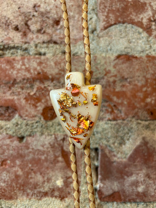 Gold Leaf Resin Arrowhead Bolo Tie
