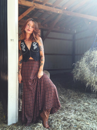 Actin' Up Plaid Maxi Skirt