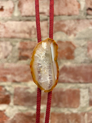 Carmel Brown Agate Slice Bolo Tie