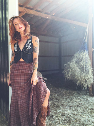 Actin' Up Plaid Maxi Skirt