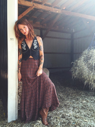 Actin' Up Plaid Maxi Skirt