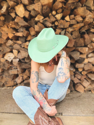 Cattleman Wool Felt Cowboy Hat Green