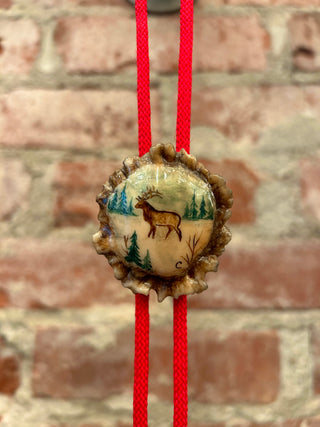 Hand Painted Elk Antler Bolo Tie