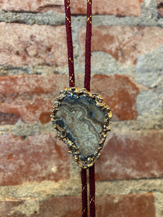Gold Plated Geode Bolo Tie