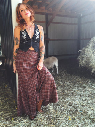 Actin' Up Plaid Maxi Skirt