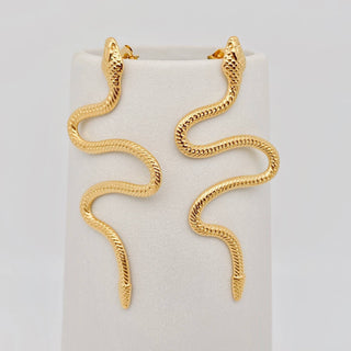Snake 18K Gold Plated Stainless Steel Post Earrings