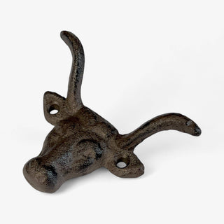 Rustic Cast Iron Bull Head Hat Hook