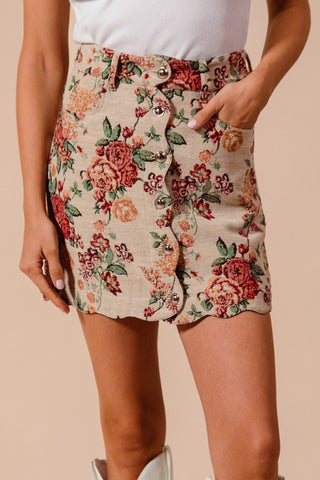 Letting Me Down Jacquard Tapestry Mini Skirt