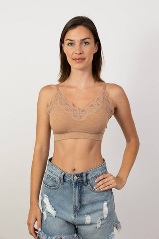 Sam Lace Trim Ribbed Padded Seamless Bralette