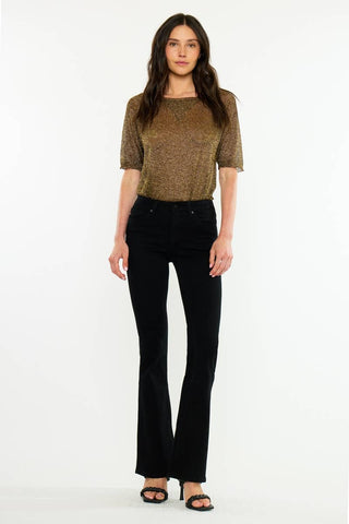 Ilene Black Mid Rise Flare Pants