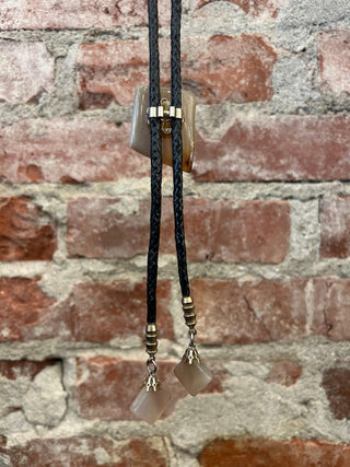 Marble Bolo Tie with Stone Aiguillettes