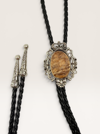 Silver Bezeled Antler Bolo Tie