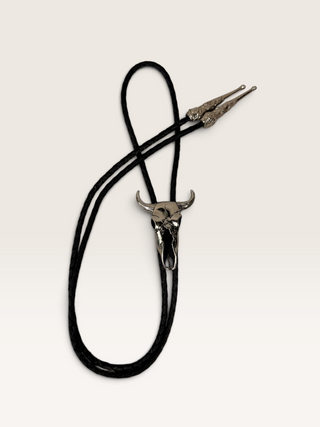 Silver Steer Skull Bolo Tie