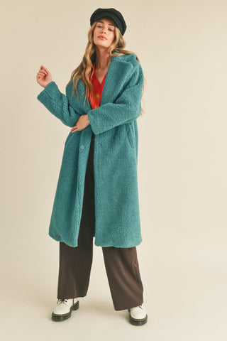 Pheonix Teal Teddy Sherpa Coat