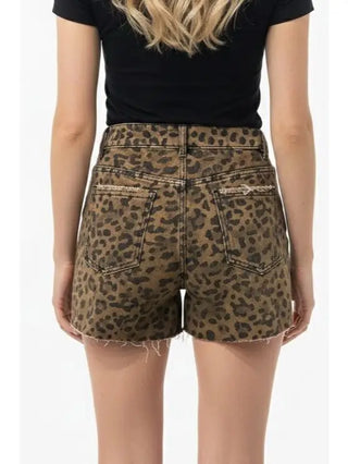 So Fine Leopard Denim Shorts