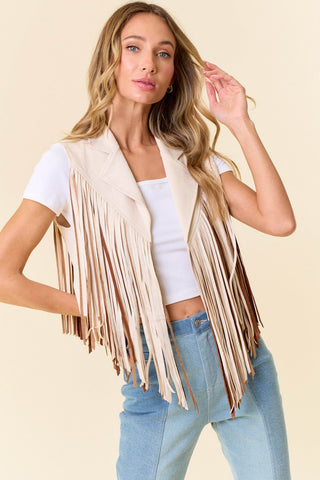 Cowboy Cream Fringe Collar Vest