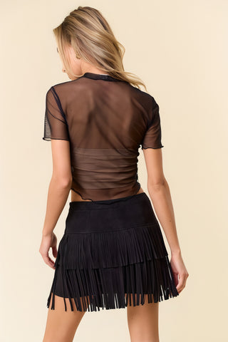 Festival Suede Fringe Skirt