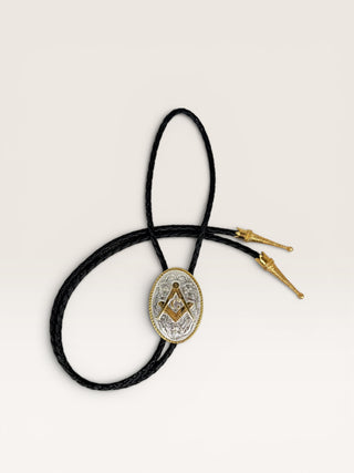 Silver and Gold Free Mason Vintage Bolo Tie
