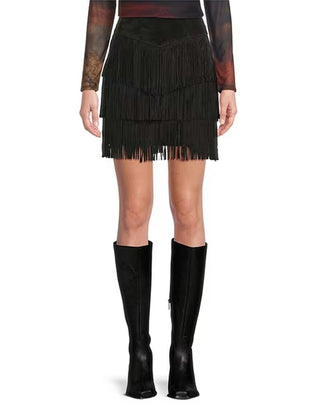Heartbreak Suede Fringe Skirt