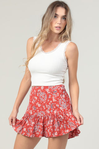 Sienna Paisley Print Mini Skort
