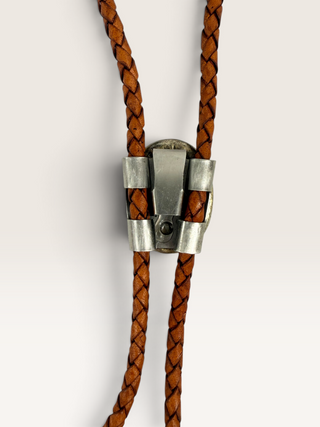 Metal Sunburst and Turquoise Bolo Tie