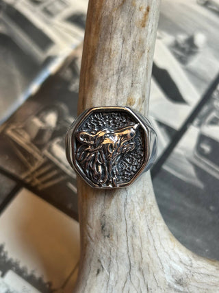 Wolf Head Biker Ring