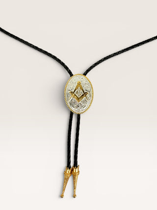 Silver and Gold Free Mason Vintage Bolo Tie